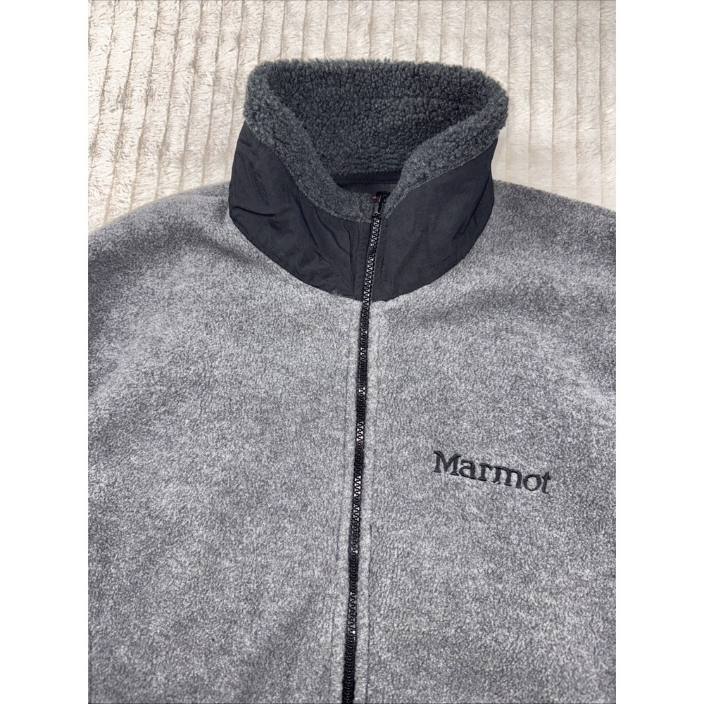 Marmot Vest Mens Medium Gray Black Polartec Fleece Lined Full Zip Hand‎ Pockets - Picture 4 of 10